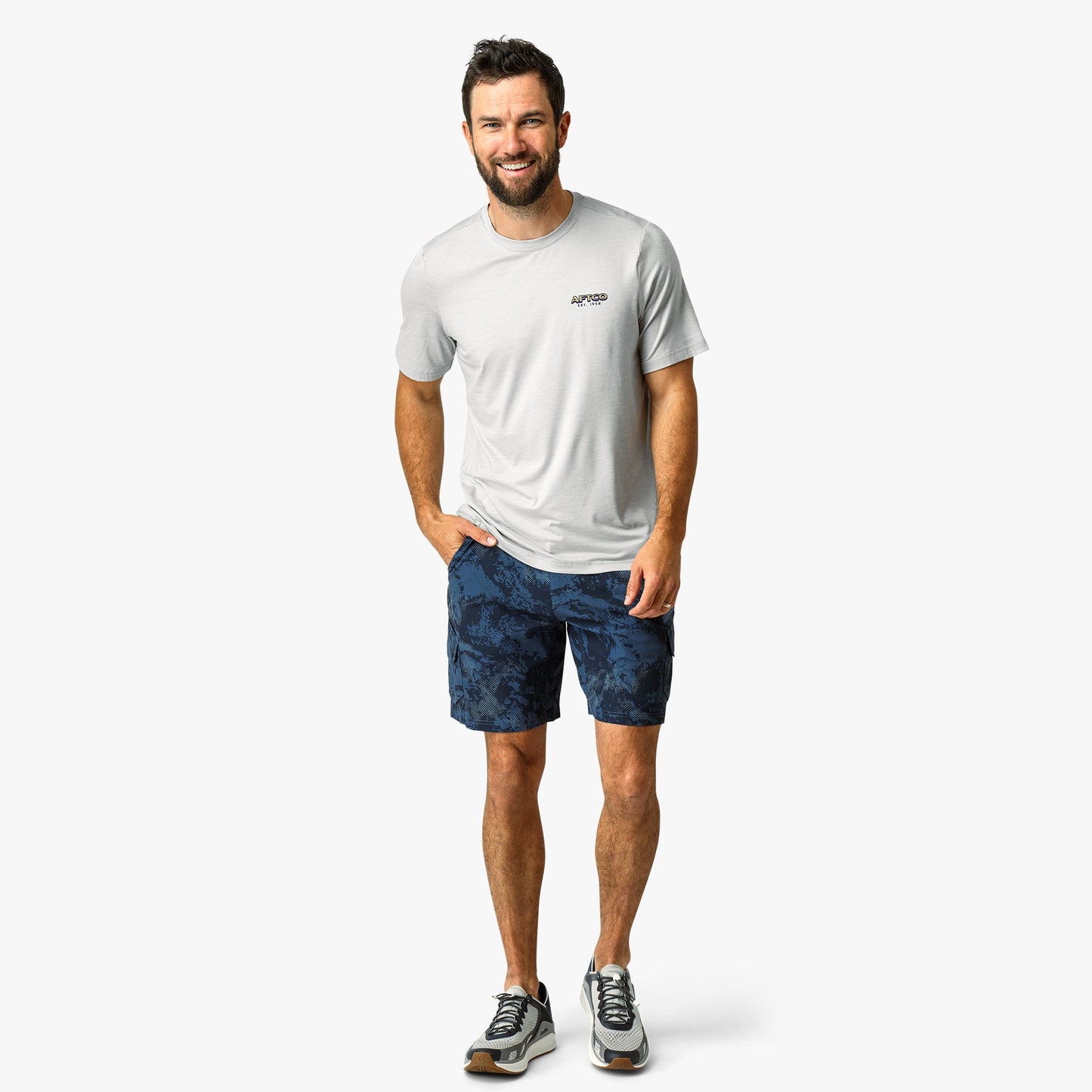 AFTCO Greetings Short Sleeve Sun Protection Shirt Airy Blue Heather