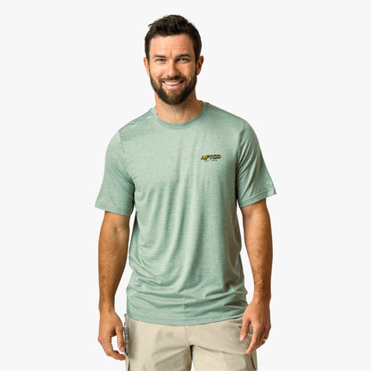 AFTCO Greetings Short Sleeve Sun Protection Shirt Airy Blue Heather