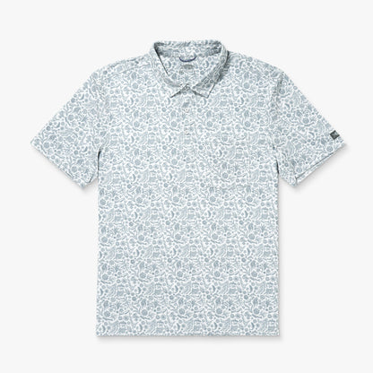 AFTCO Qualifier Printed Performance Polo Shirt Oyster Gray