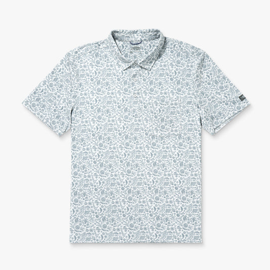 AFTCO Qualifier Printed Performance Polo Shirt Oyster Gray
