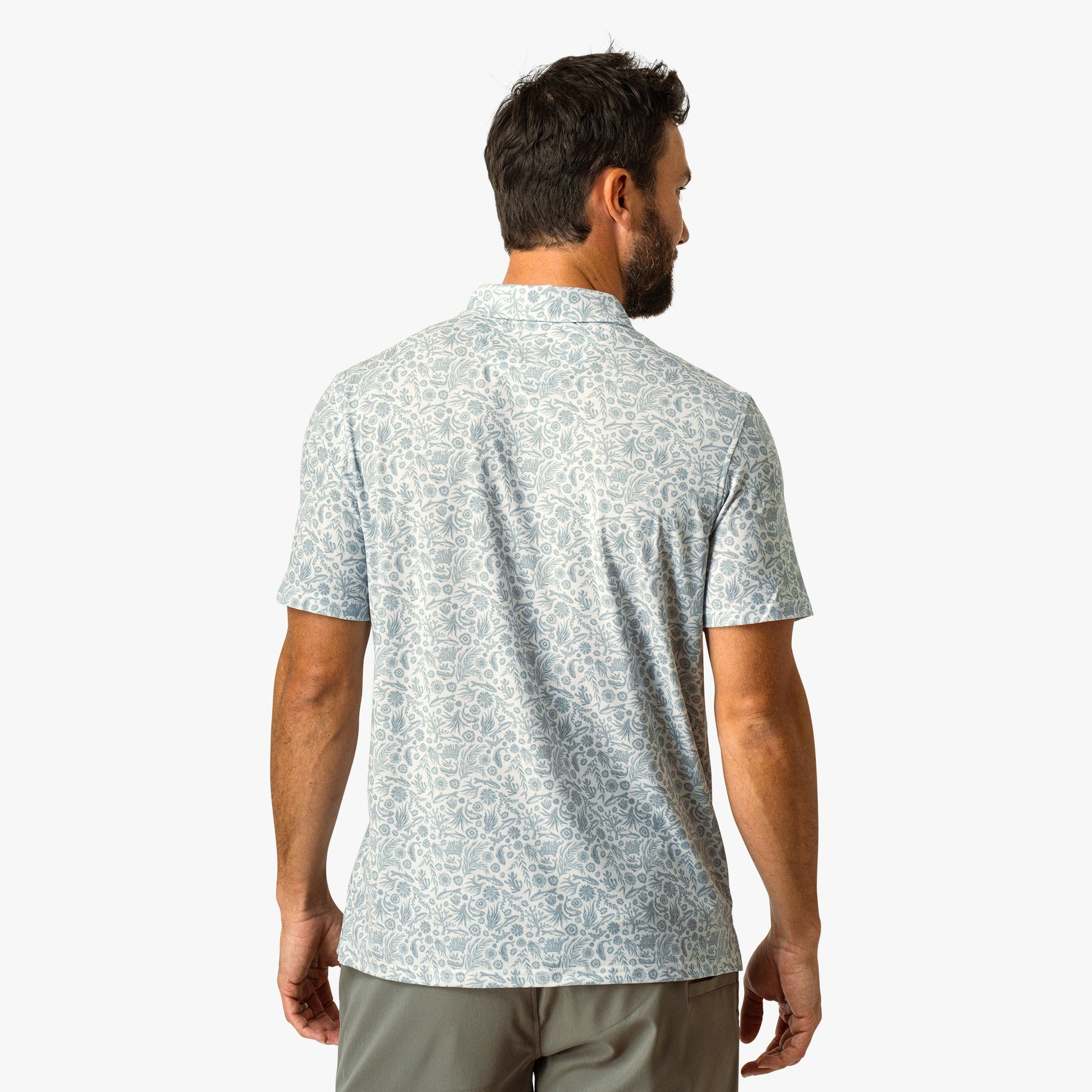 AFTCO Qualifier Printed Performance Polo Shirt Oyster Gray
