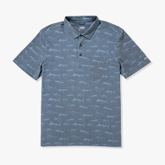 AFTCO Qualifier Printed Performance Polo Shirt Ink