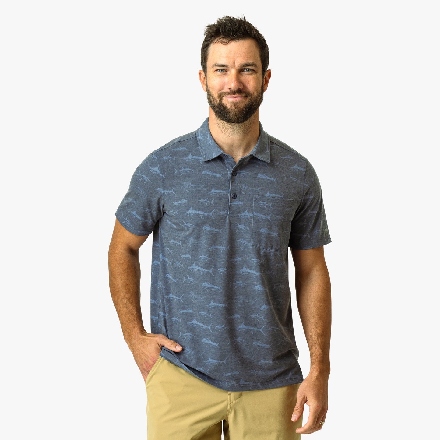 AFTCO Qualifier Printed Performance Polo Shirt Ink