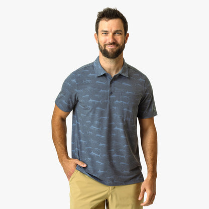 AFTCO Qualifier Printed Performance Polo Shirt Ink