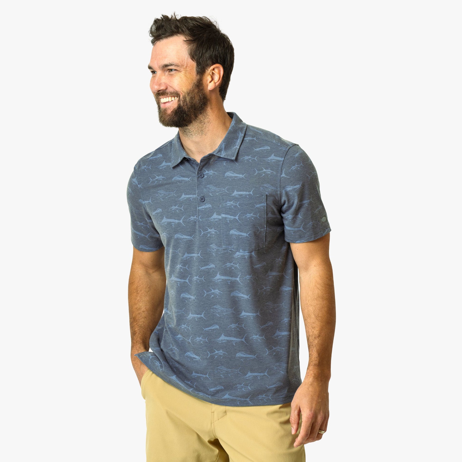 AFTCO Qualifier Printed Performance Polo Shirt Ink