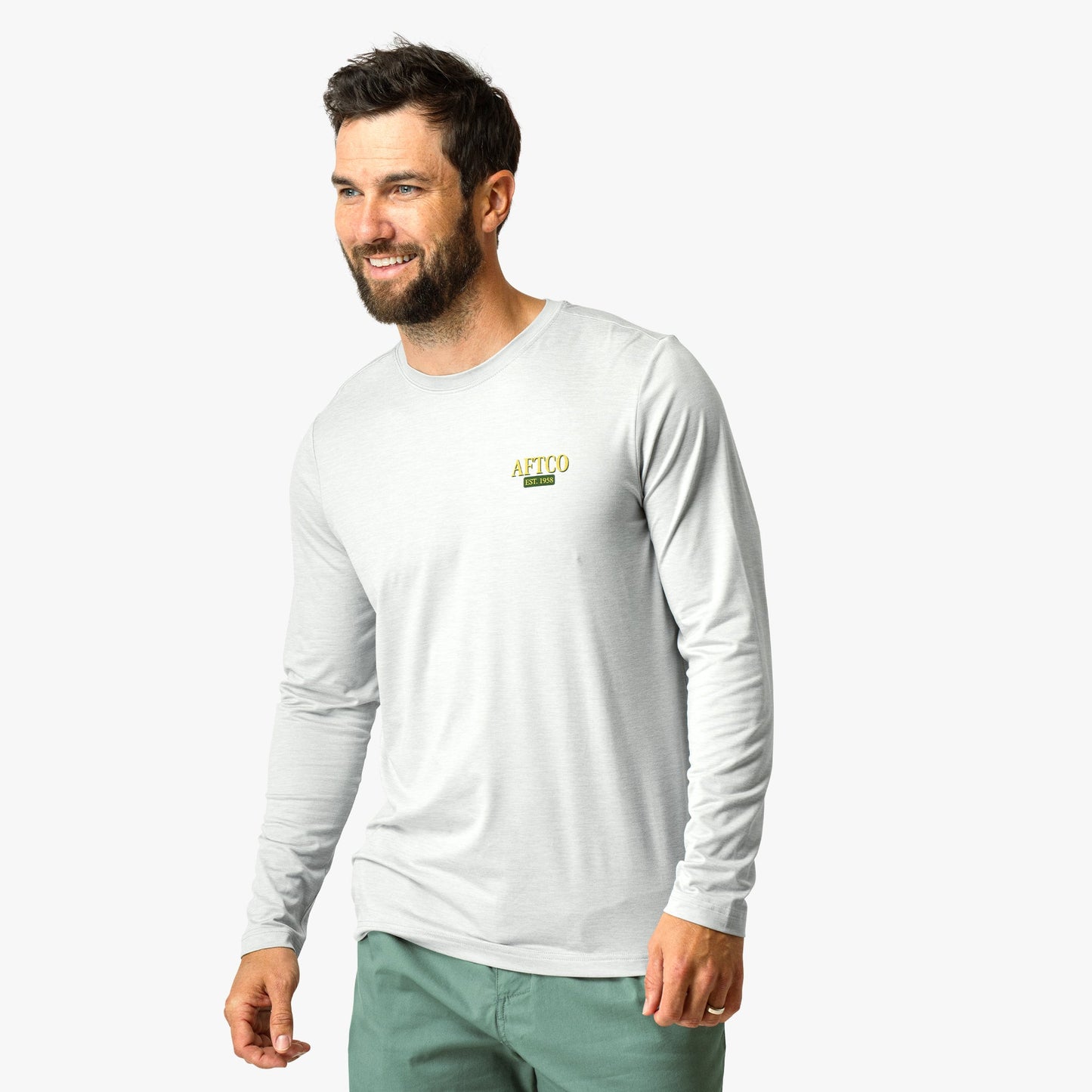 AFTCO Reflection Long Sleeve Sun Protection Shirt Athletic Heather