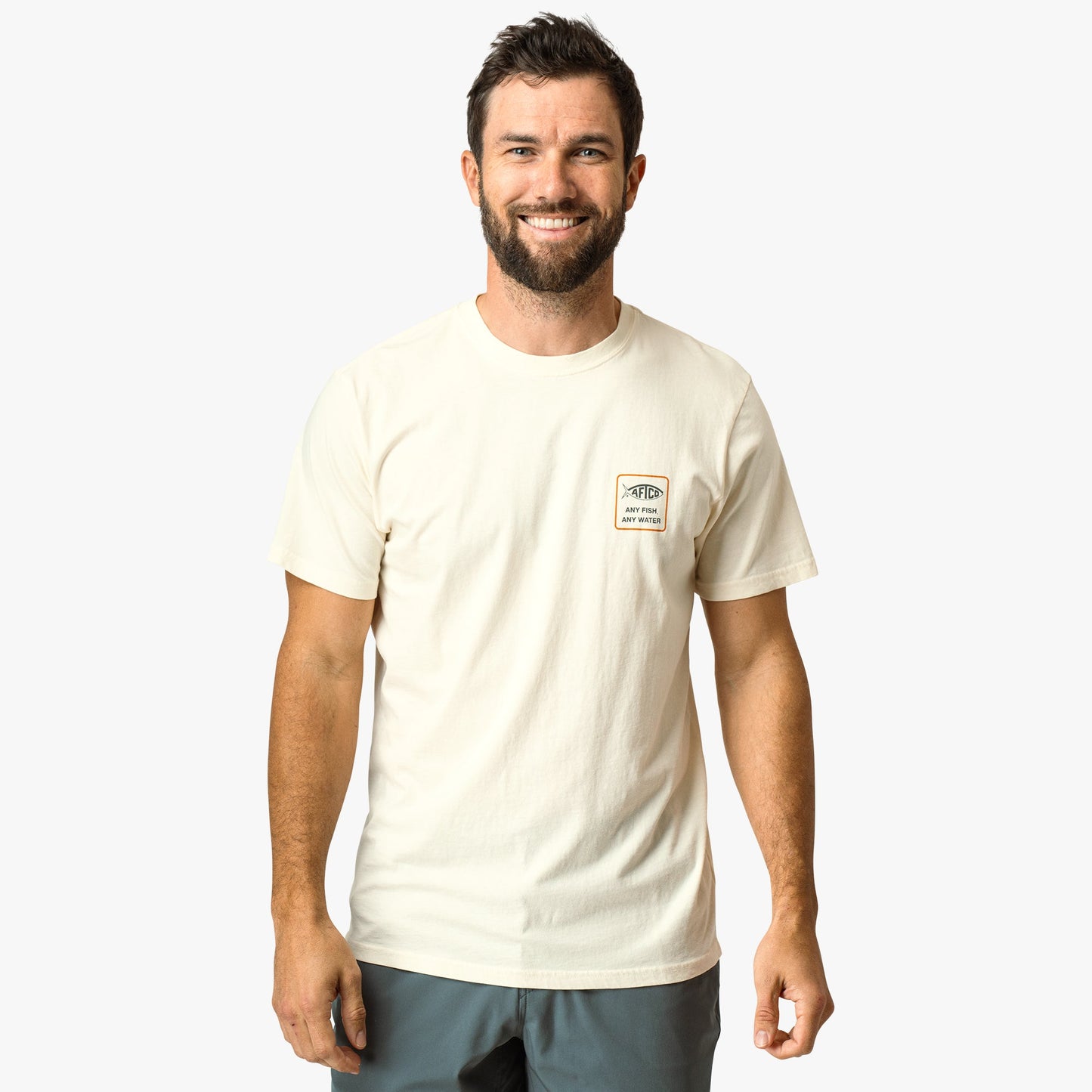 AFTCO Yesterday Short Sleeve Men's Fishing T-Shirt Cream