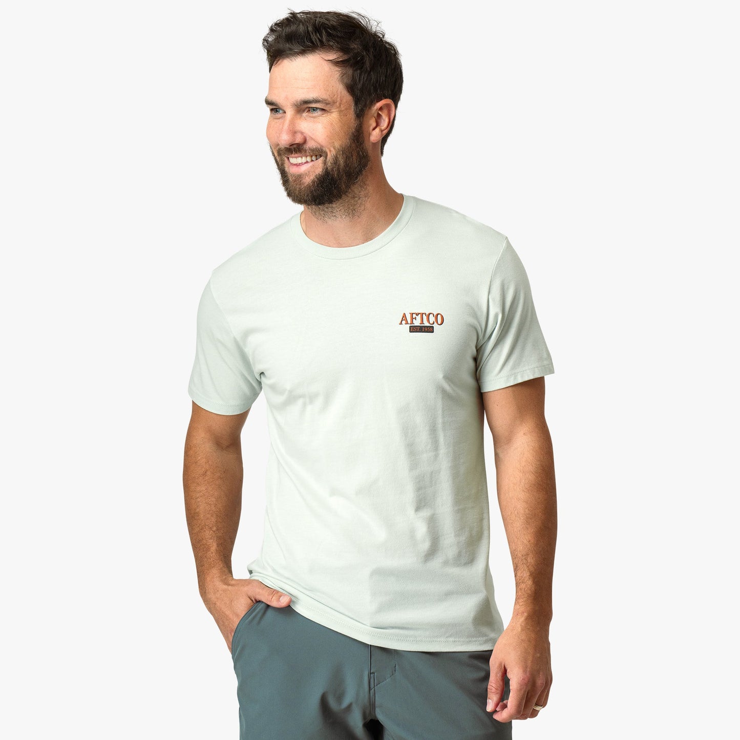 AFTCO Bronzeback Short Sleeve Fishing T-Shirt Charcoal Heather