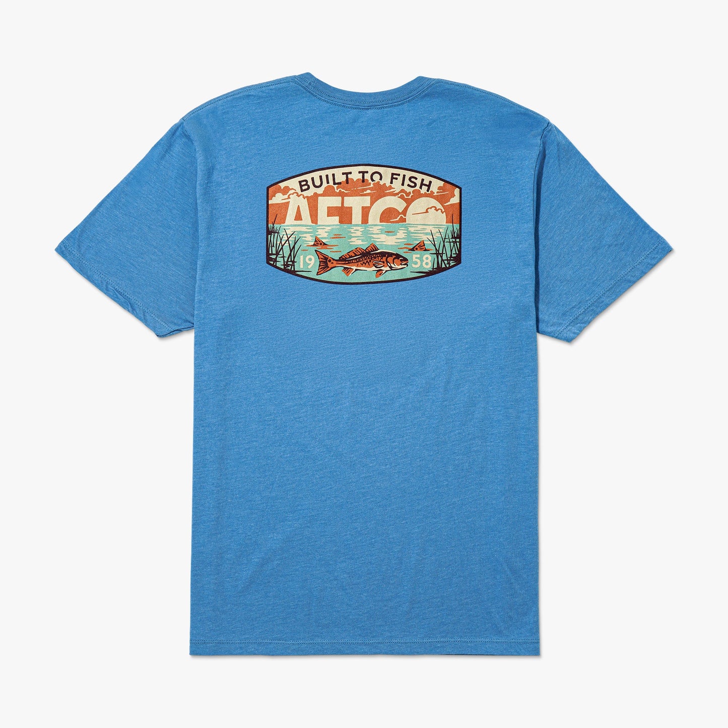 AFTCO Grass Flat Short Sleeve Men's Fishing T-Shirt Azure Heather