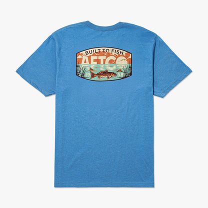 AFTCO Grass Flat Short Sleeve Men's Fishing T-Shirt Azure Heather