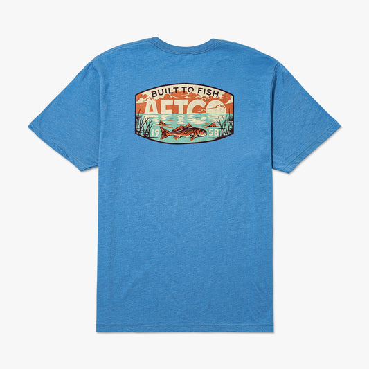 AFTCO Grass Flat Short Sleeve Men's Fishing T-Shirt Azure Heather
