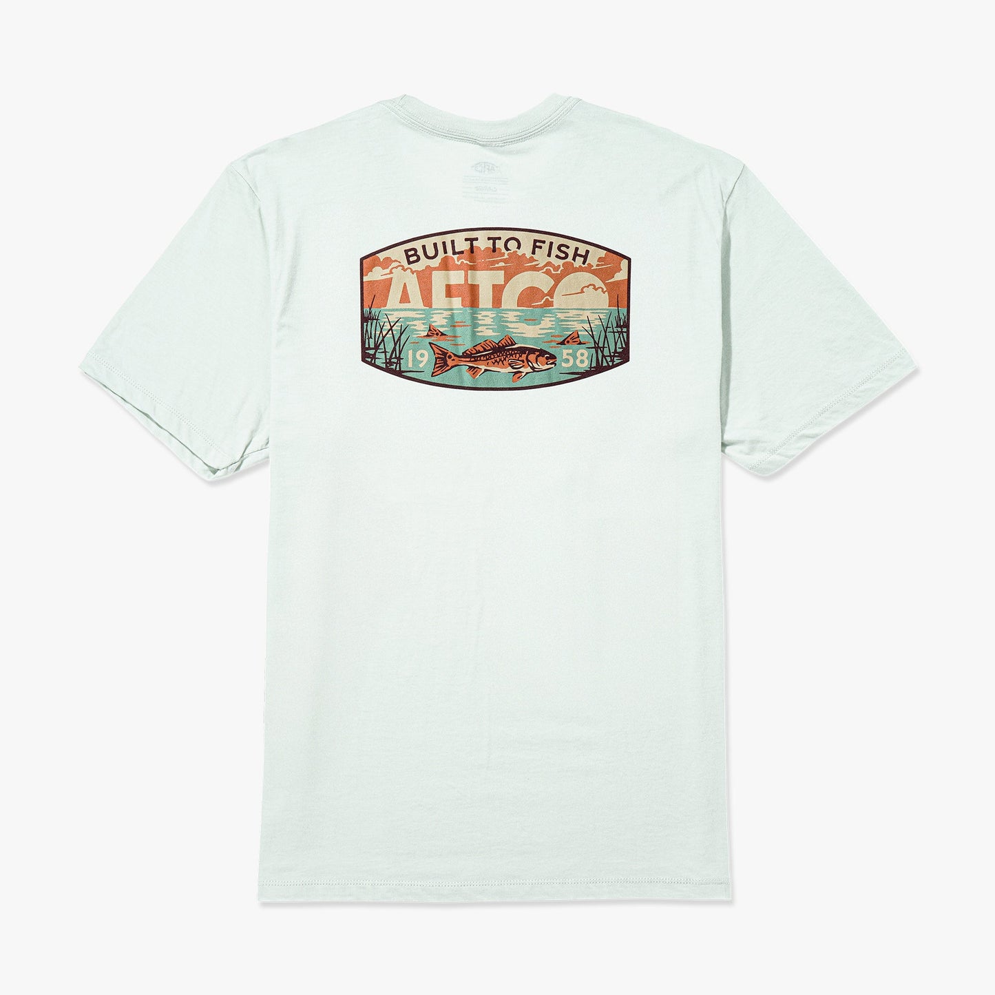 AFTCO Grass Flat Short Sleeve Men's Fishing T-Shirt Azure Heather