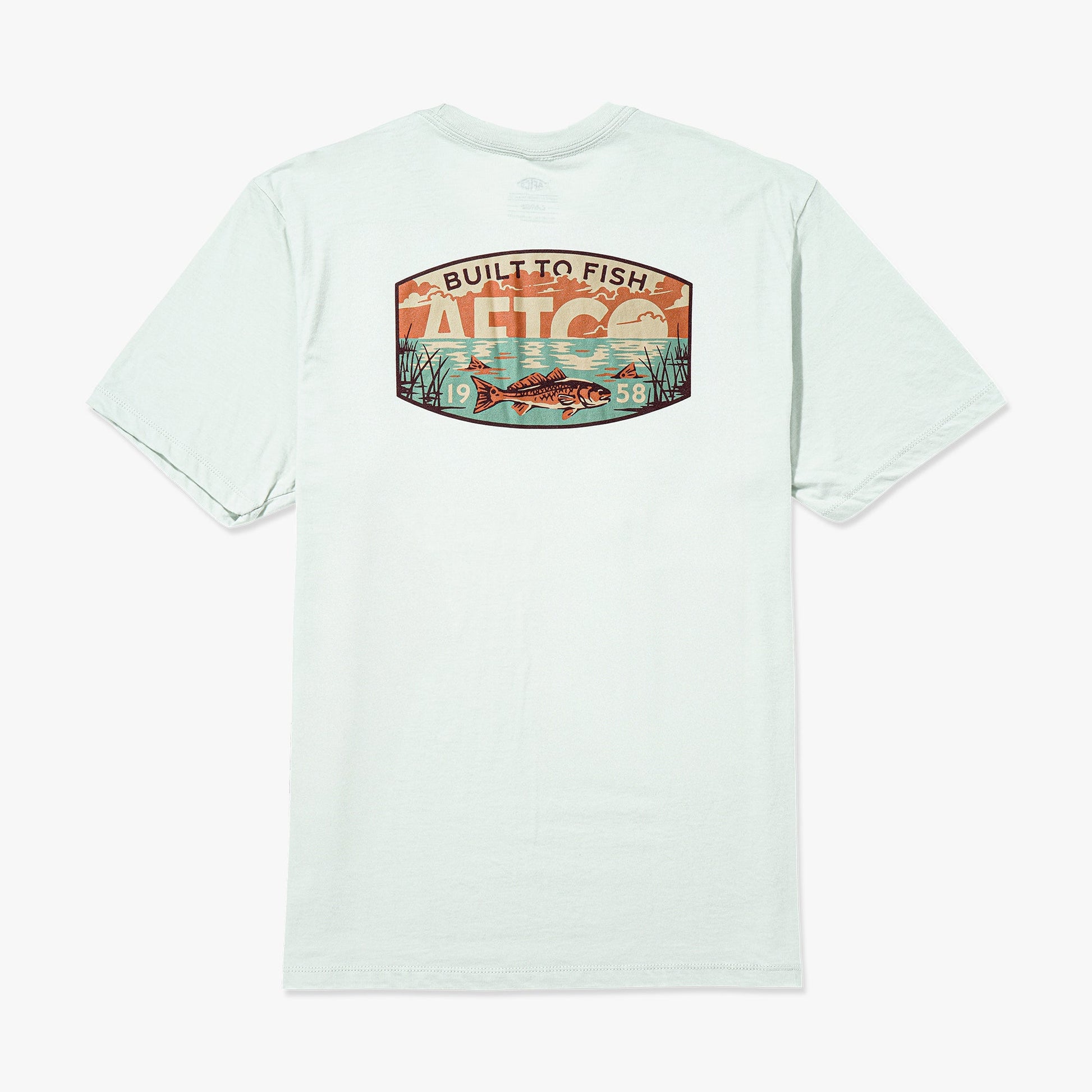 AFTCO Grass Flat Short Sleeve Men's Fishing T-Shirt Azure Heather
