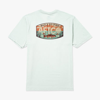 AFTCO Grass Flat Short Sleeve Men's Fishing T-Shirt Azure Heather