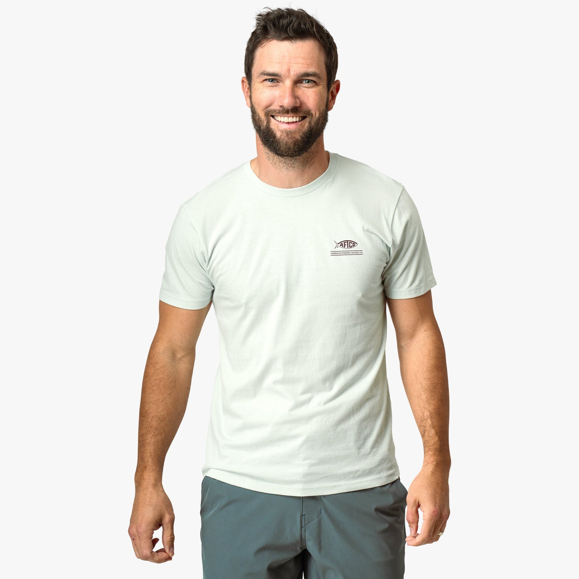 AFTCO Grass Flat Short Sleeve Men's Fishing T-Shirt Azure Heather