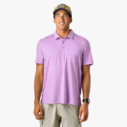 AFTCO Qualifier Printed Performance Polo Shirt Quiet Tide Print