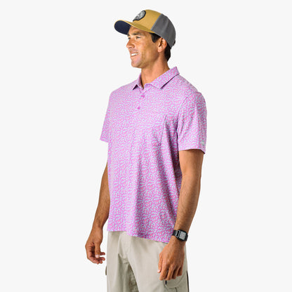 AFTCO Qualifier Printed Performance Polo Shirt Quiet Tide Print