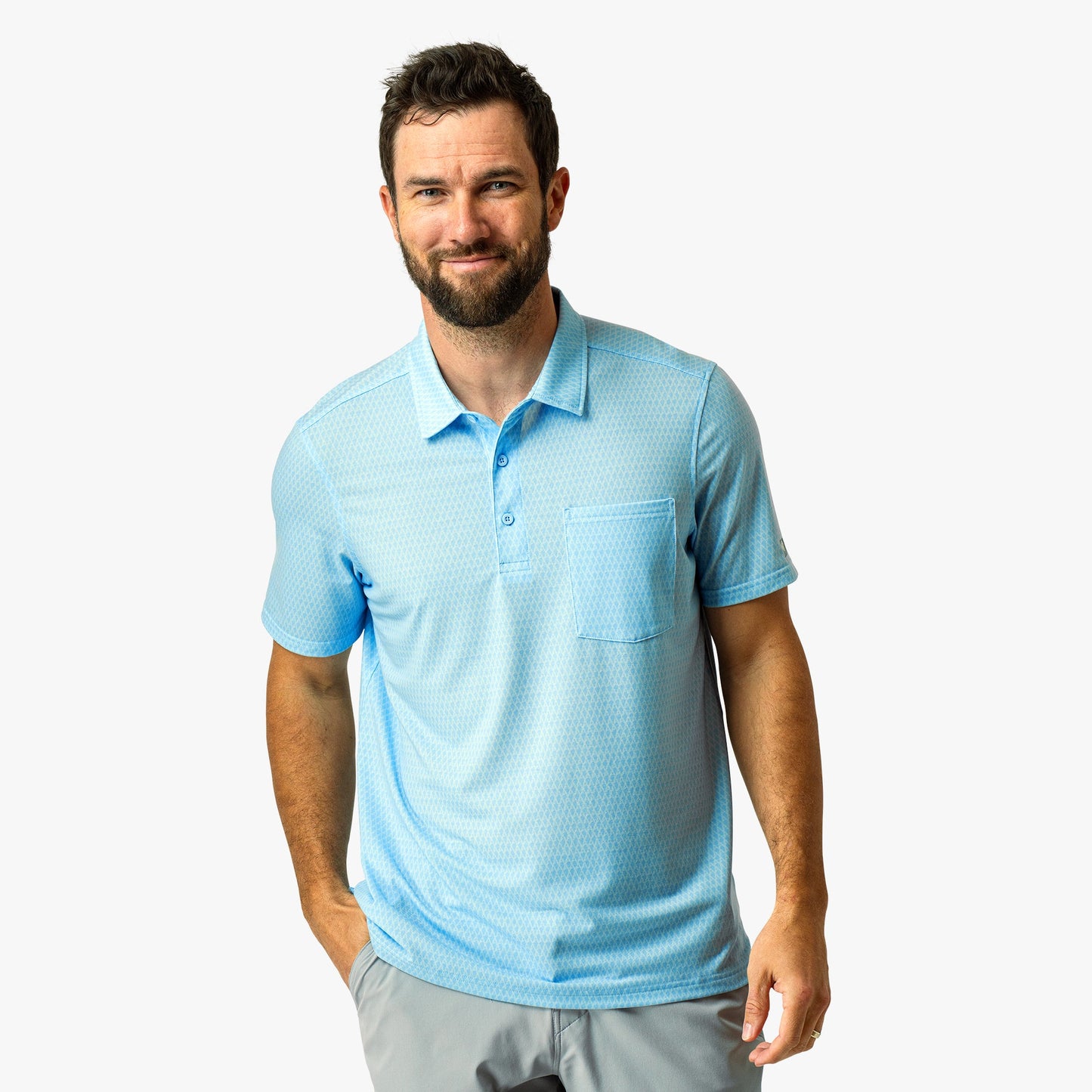 AFTCO Qualifier Printed Performance Polo Shirt Fathom