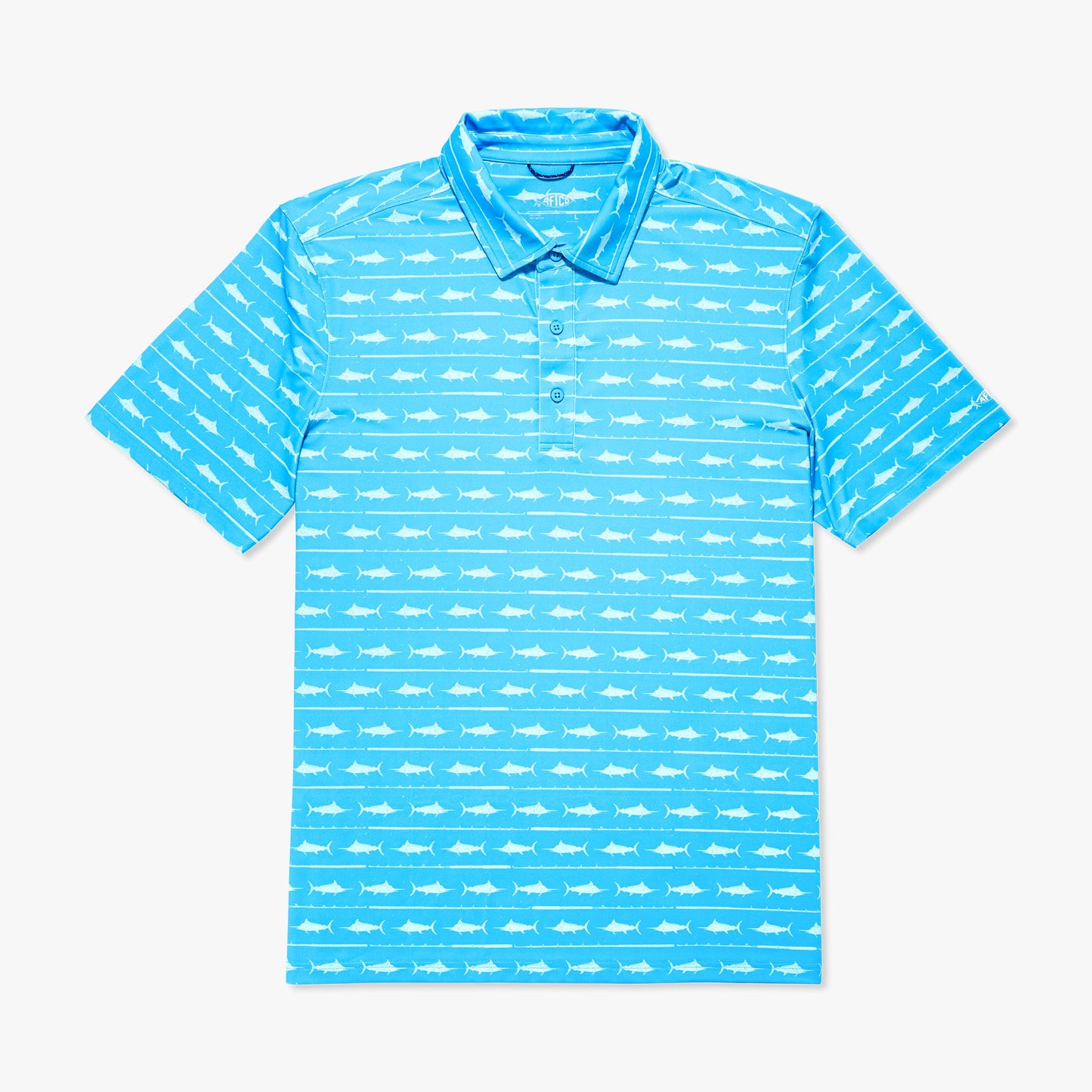 AFTCO Boatbar Printed Performance Polo Shirt Quiet Tide