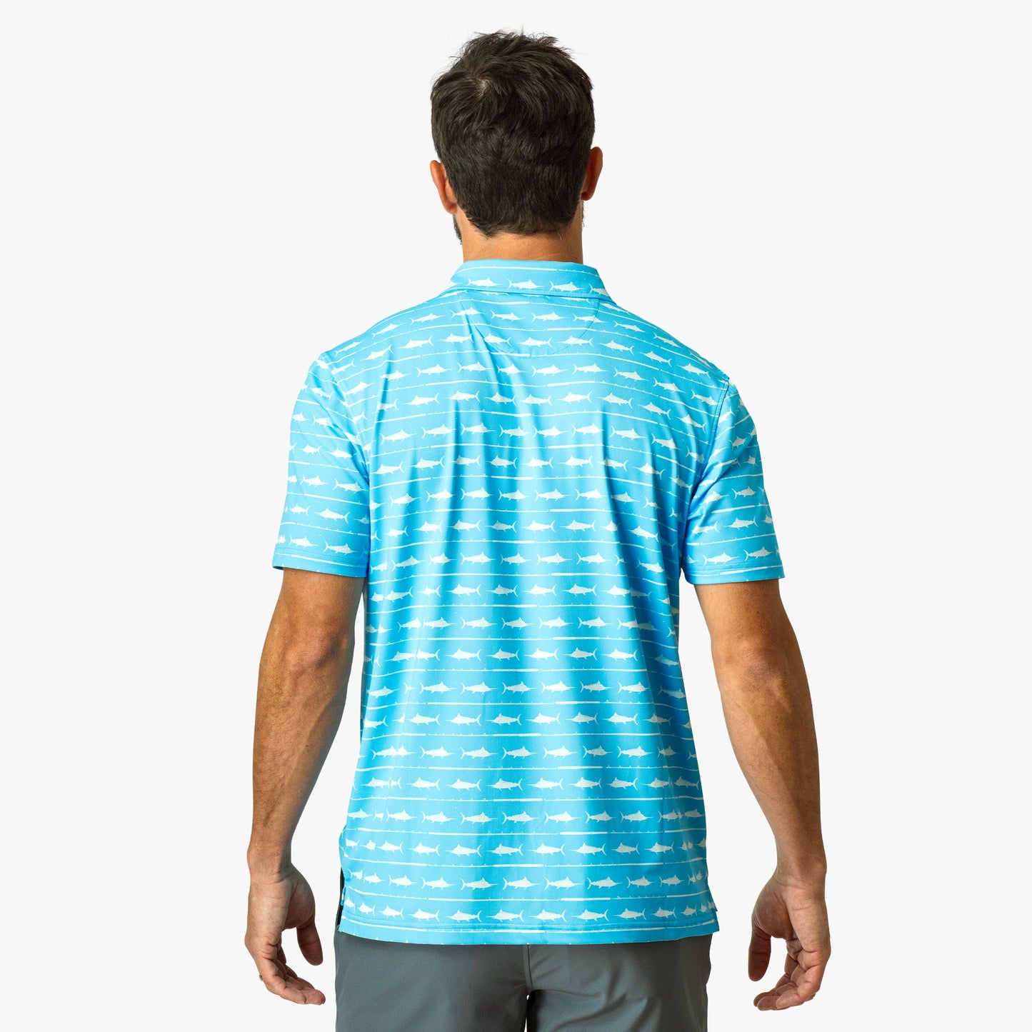 AFTCO Boatbar Printed Performance Polo Shirt Quiet Tide