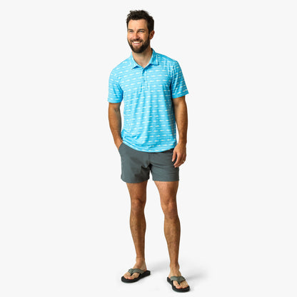 AFTCO Boatbar Printed Performance Polo Shirt Quiet Tide