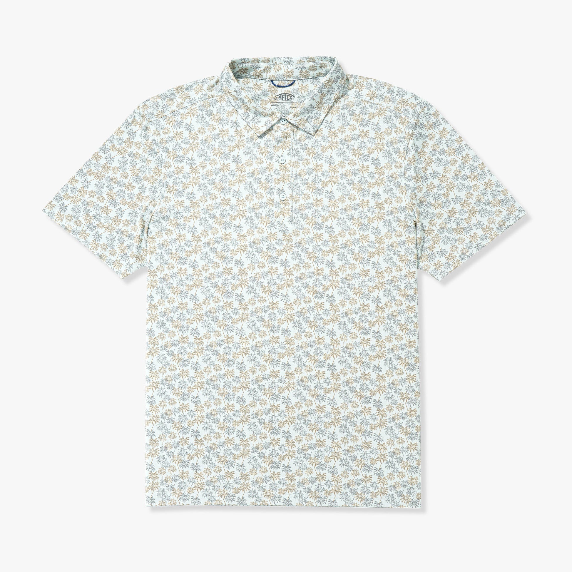 AFTCO Boatbar Printed Performance Polo Shirt Aqa Glass