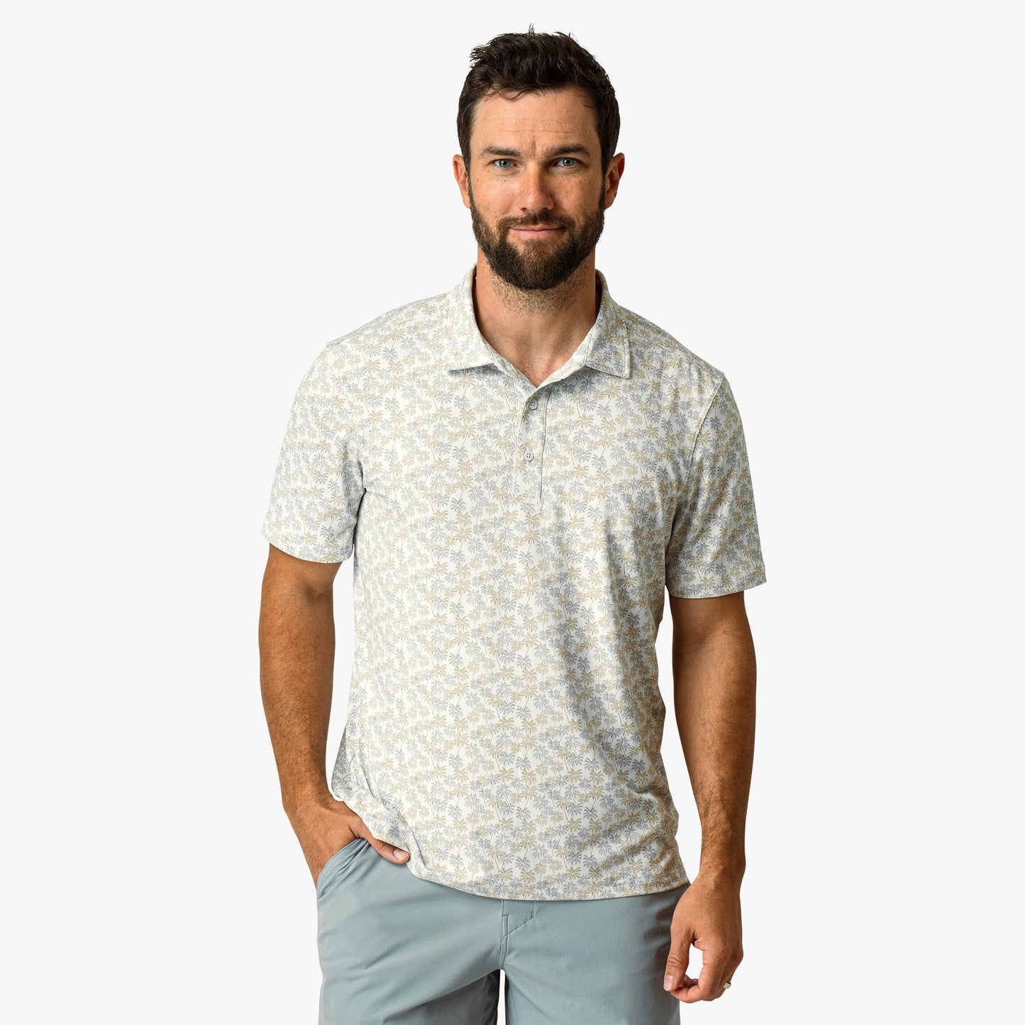 AFTCO Boatbar Printed Performance Polo Shirt Aqa Glass