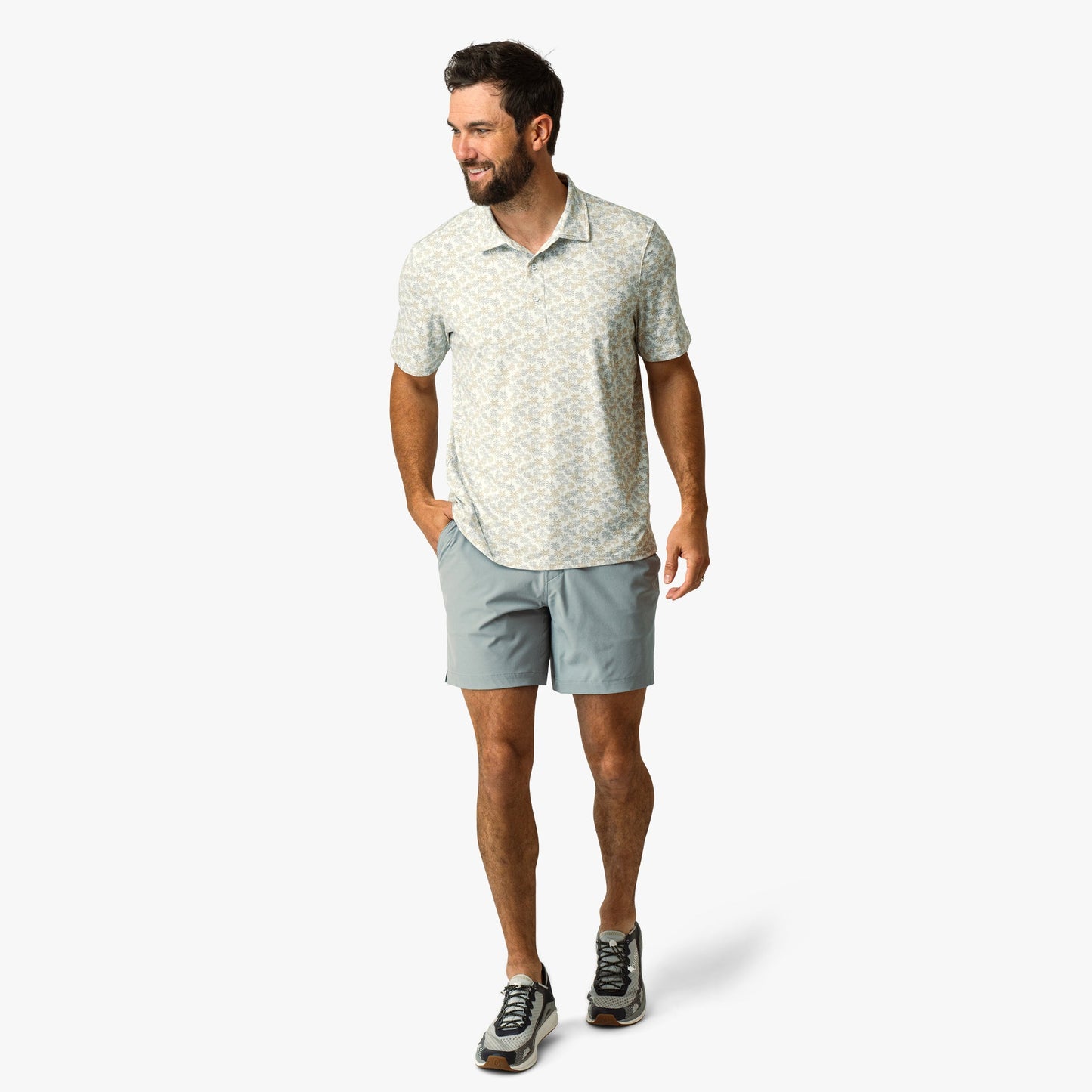 AFTCO Boatbar Printed Performance Polo Shirt Aqa Glass