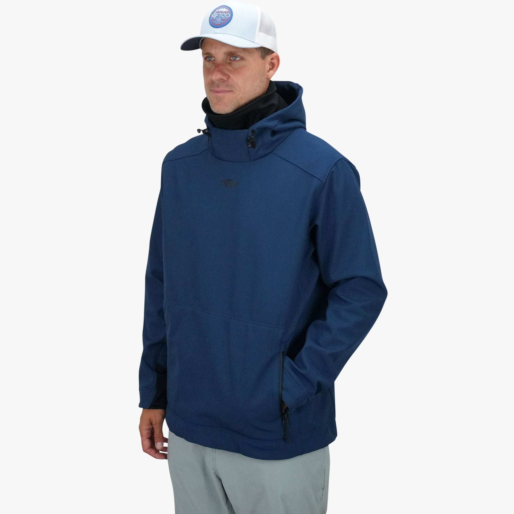 AFTCO Reaper Windproof Pullover Hoodie - Stretch Softshell Charcoal
