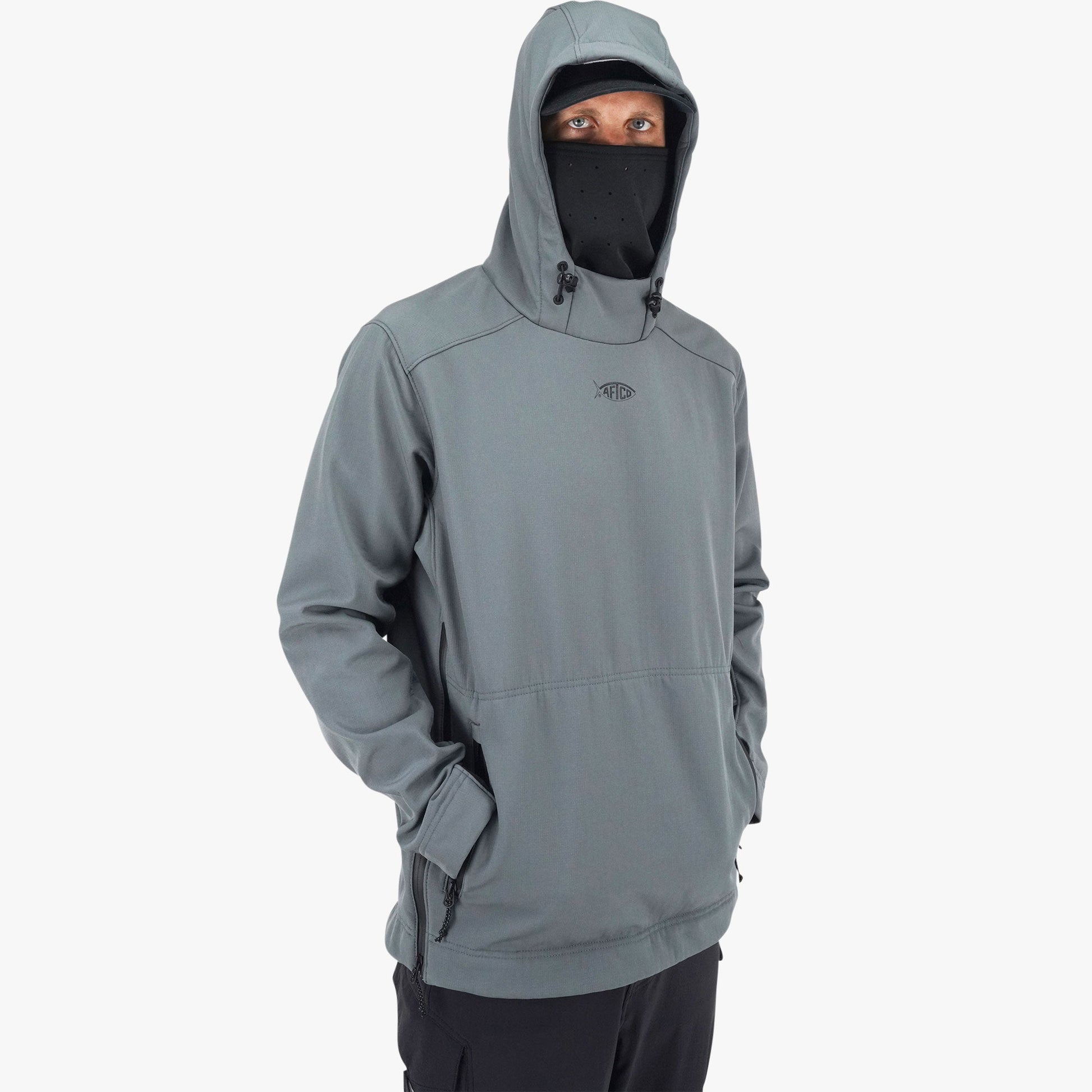 AFTCO Reaper Windproof Pullover Hoodie - Stretch Softshell Charcoal
