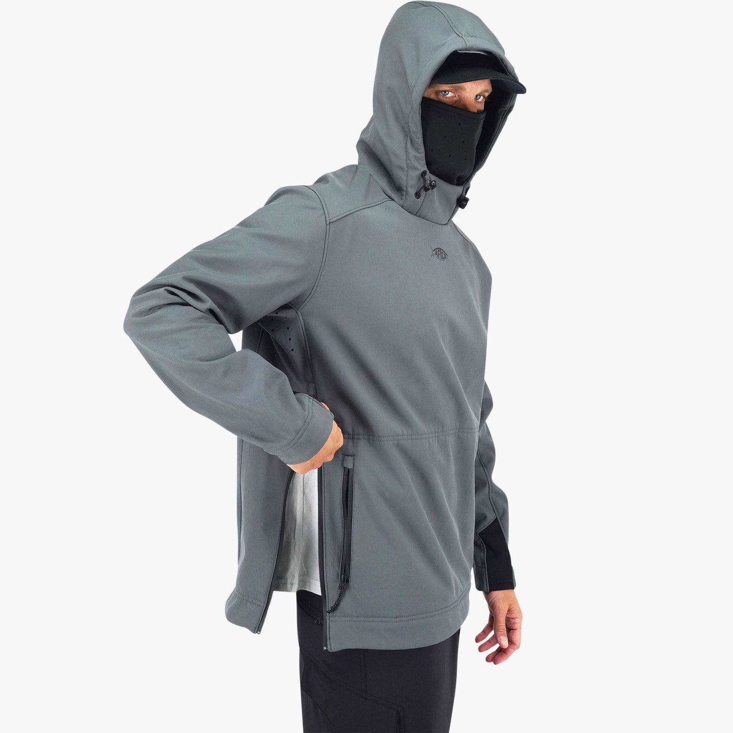 AFTCO Reaper Windproof Pullover Hoodie - Stretch Softshell Charcoal