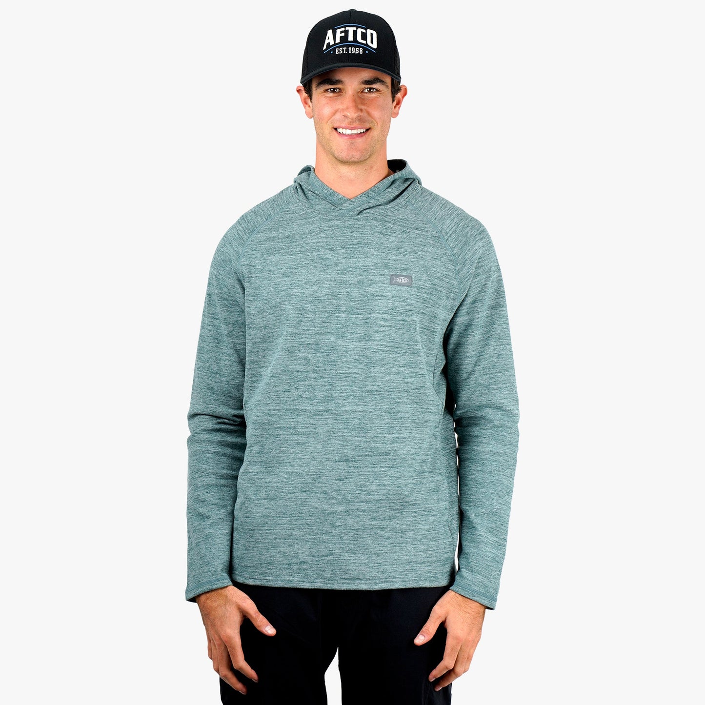 AFTCO Coastal Layer Pullover Hoodie Dark Sea Heather
