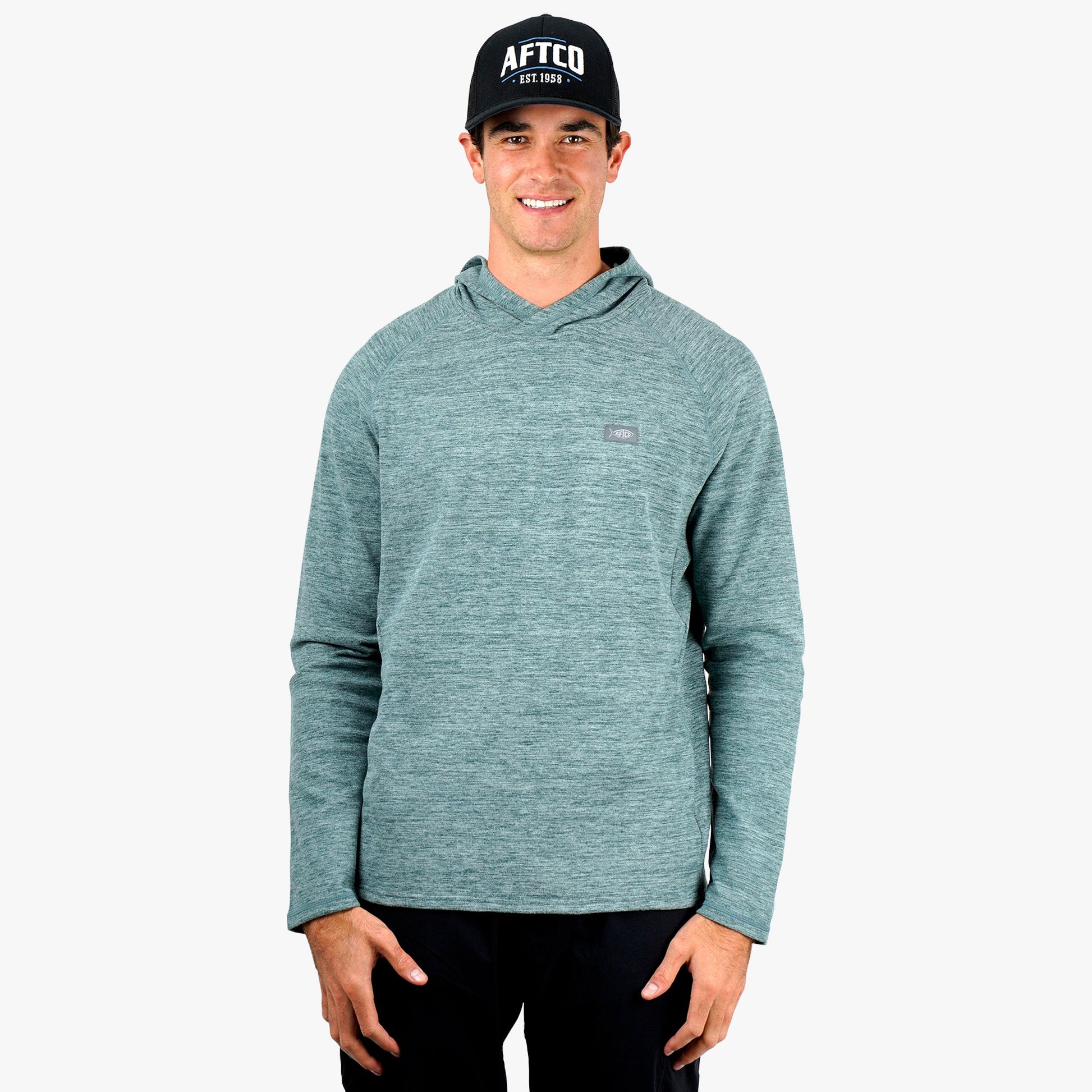 AFTCO Coastal Layer Pullover Hoodie Dark Sea Heather