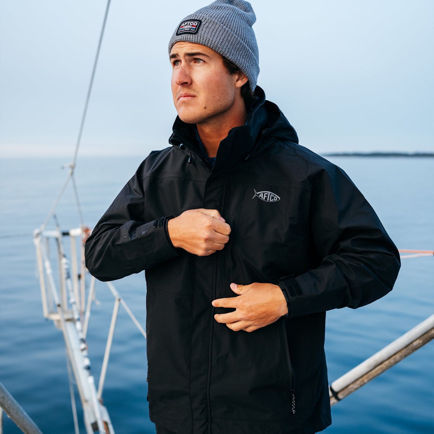 AFTCO Barricade Rain Gear Jacket Light Gray