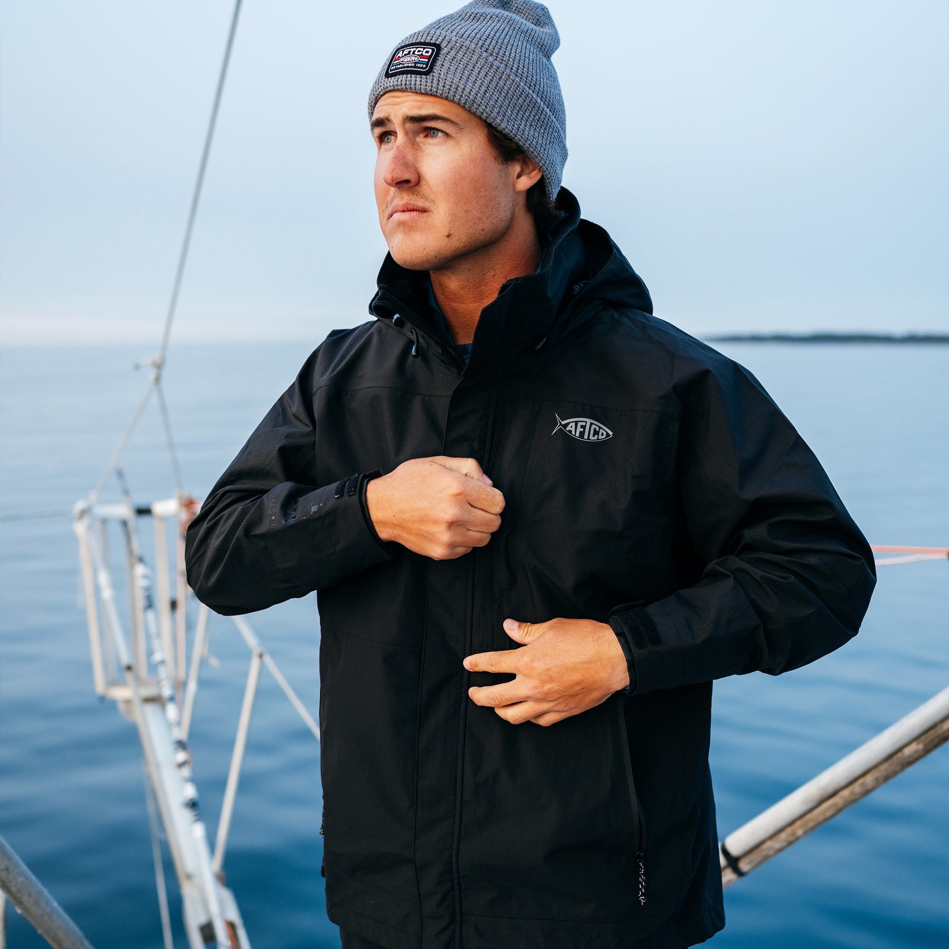 AFTCO Barricade Rain Gear Jacket Light Gray