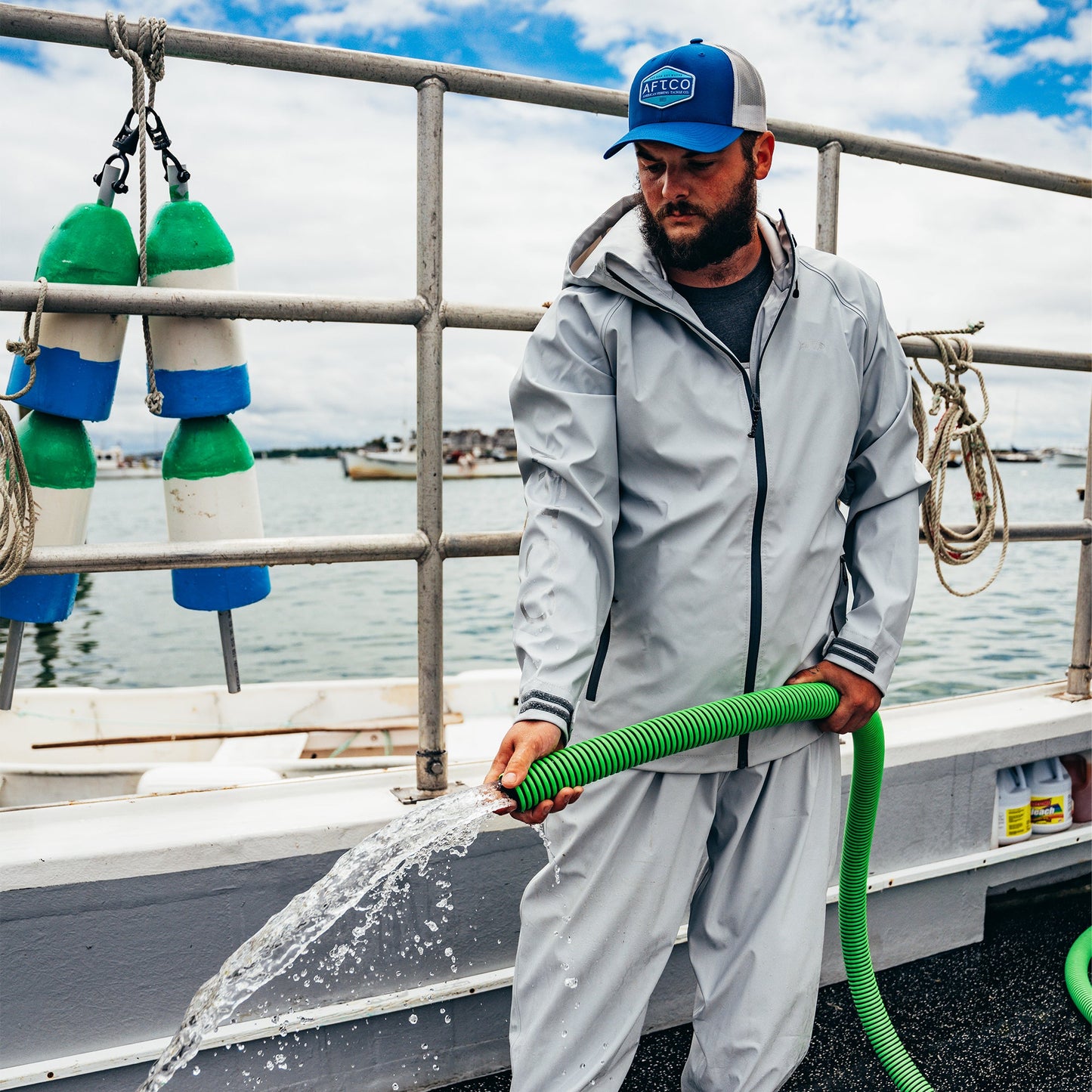 AFTCO Seafarer Fishing Rain Jacket Silver