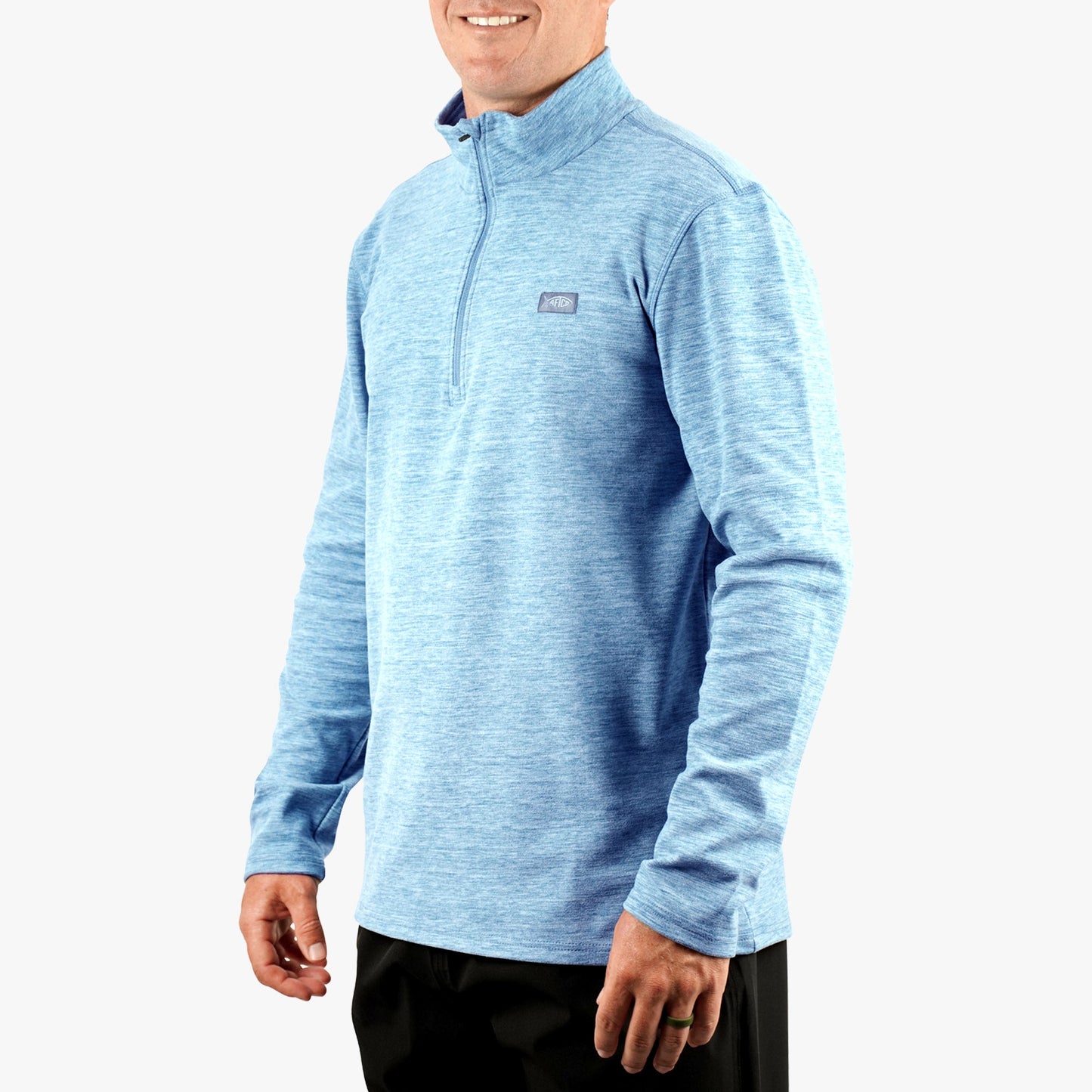 AFTCO Coastal Layer 1/4 Zip Fishing Pullover Air Force Blue Heather