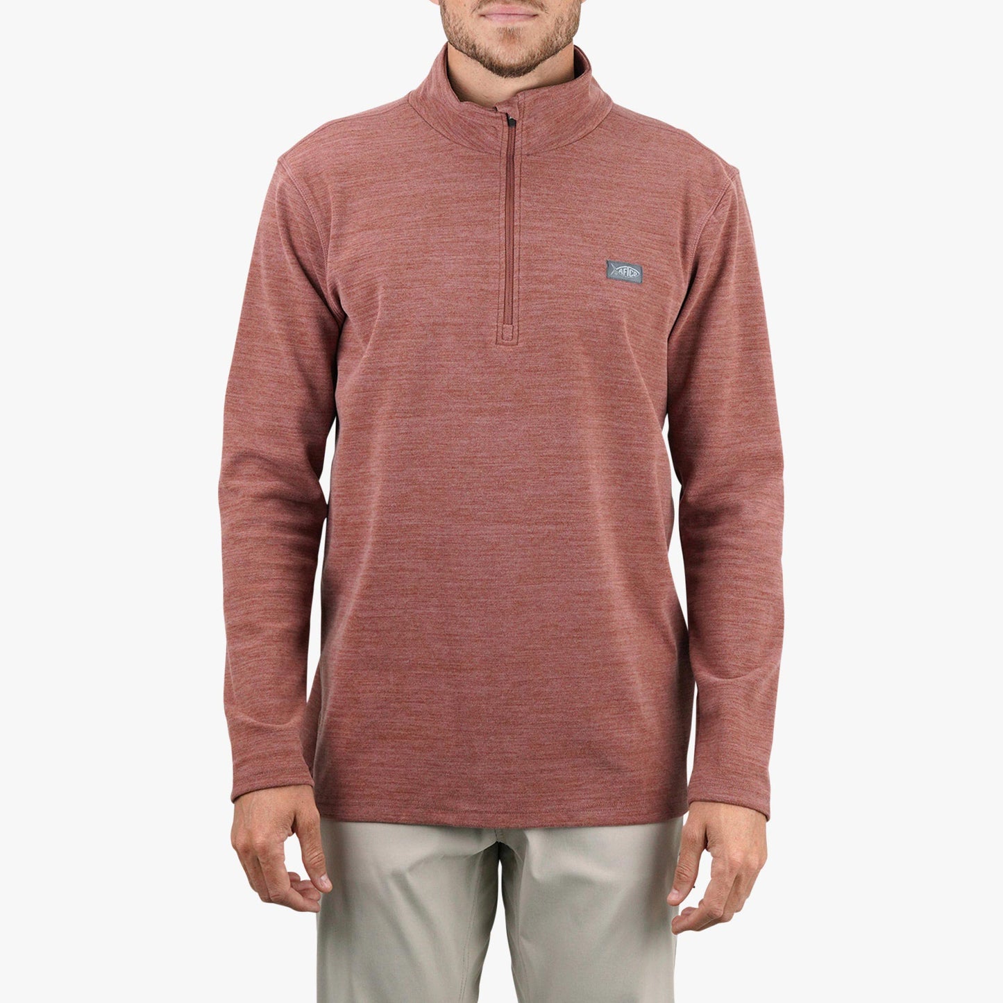 AFTCO Coastal Layer 1/4 Zip Fishing Pullover Air Force Blue Heather