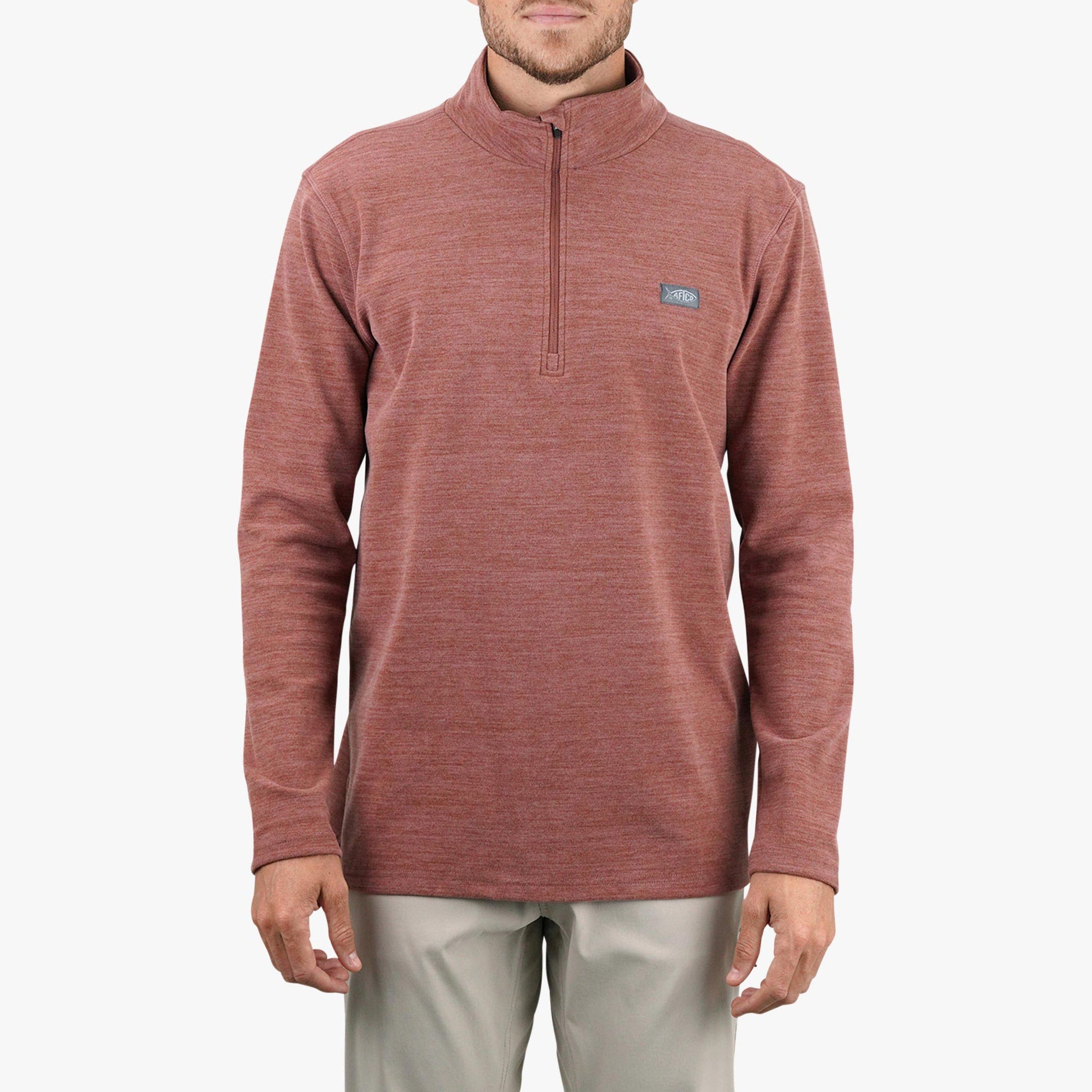 AFTCO Coastal Layer 1/4 Zip Fishing Pullover Air Force Blue Heather