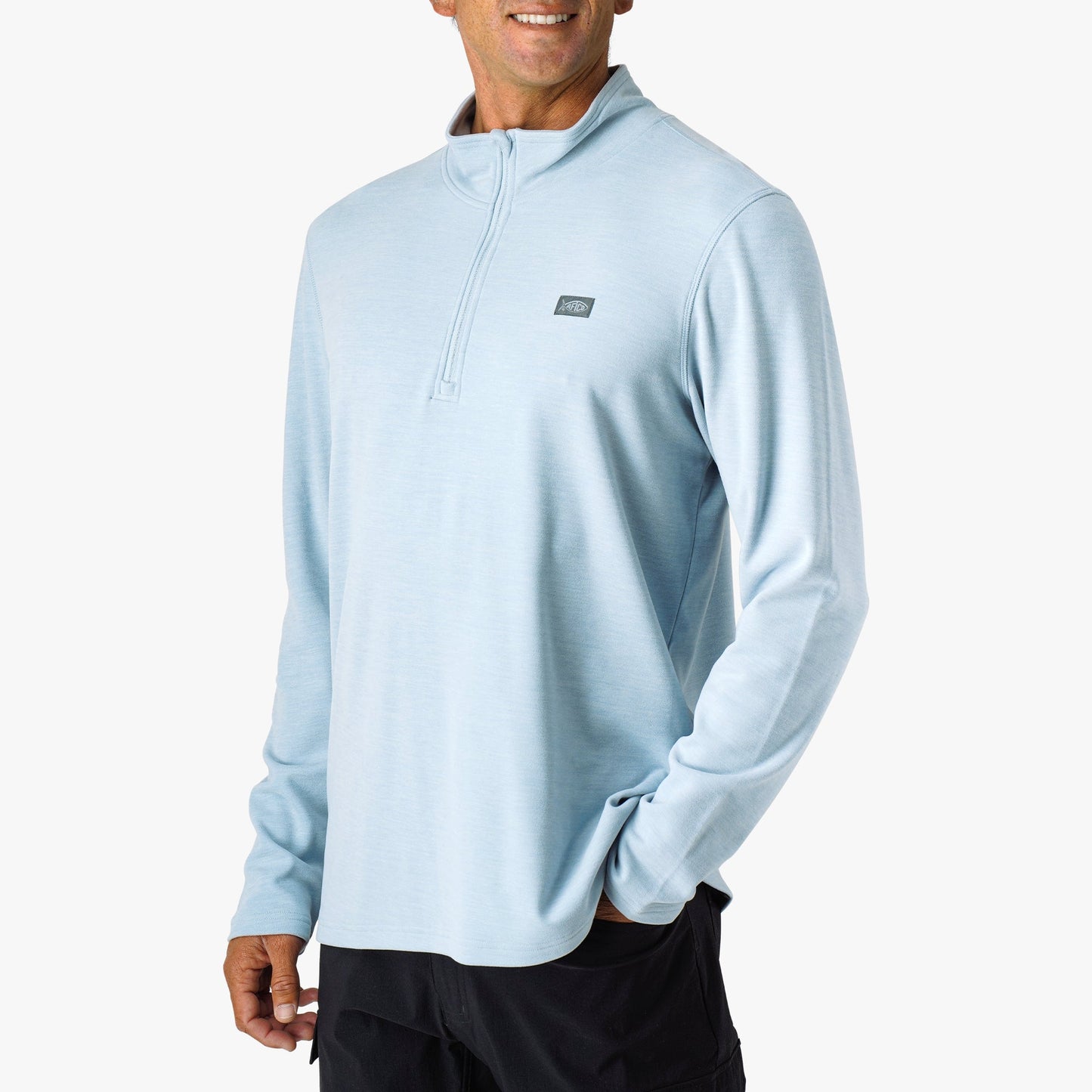 AFTCO Coastal Layer 1/4 Zip Fishing Pullover Air Force Blue Heather