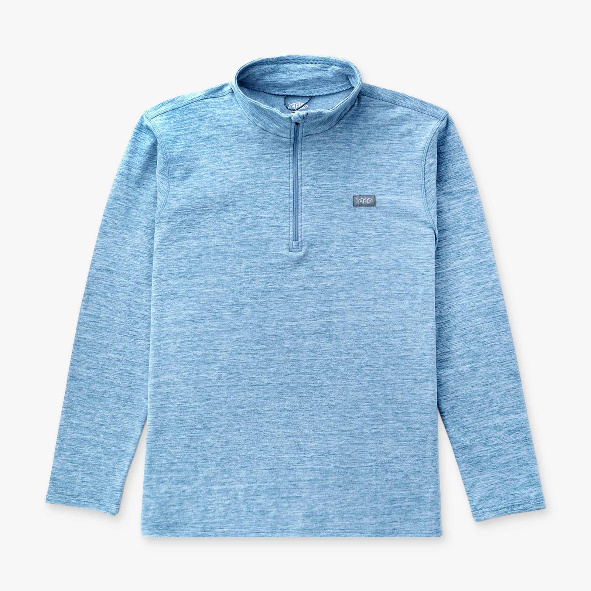 AFTCO Coastal Layer 1/4 Zip Fishing Pullover Air Force Blue Heather