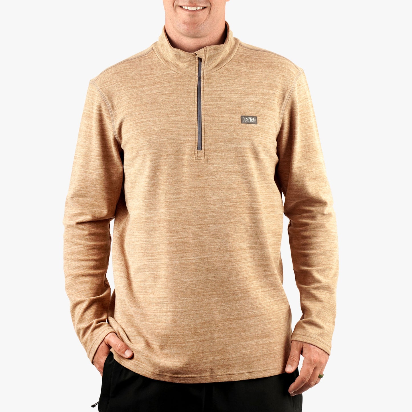 AFTCO Coastal Layer 1/4 Zip Fishing Pullover Air Force Blue Heather