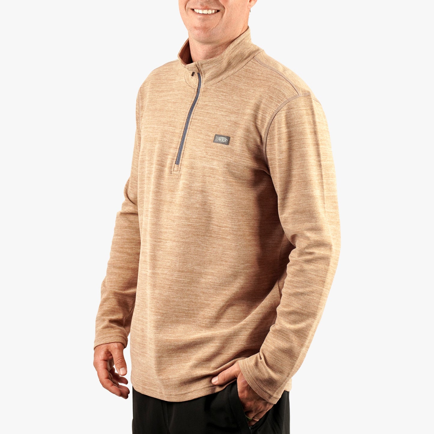 AFTCO Coastal Layer 1/4 Zip Fishing Pullover Air Force Blue Heather