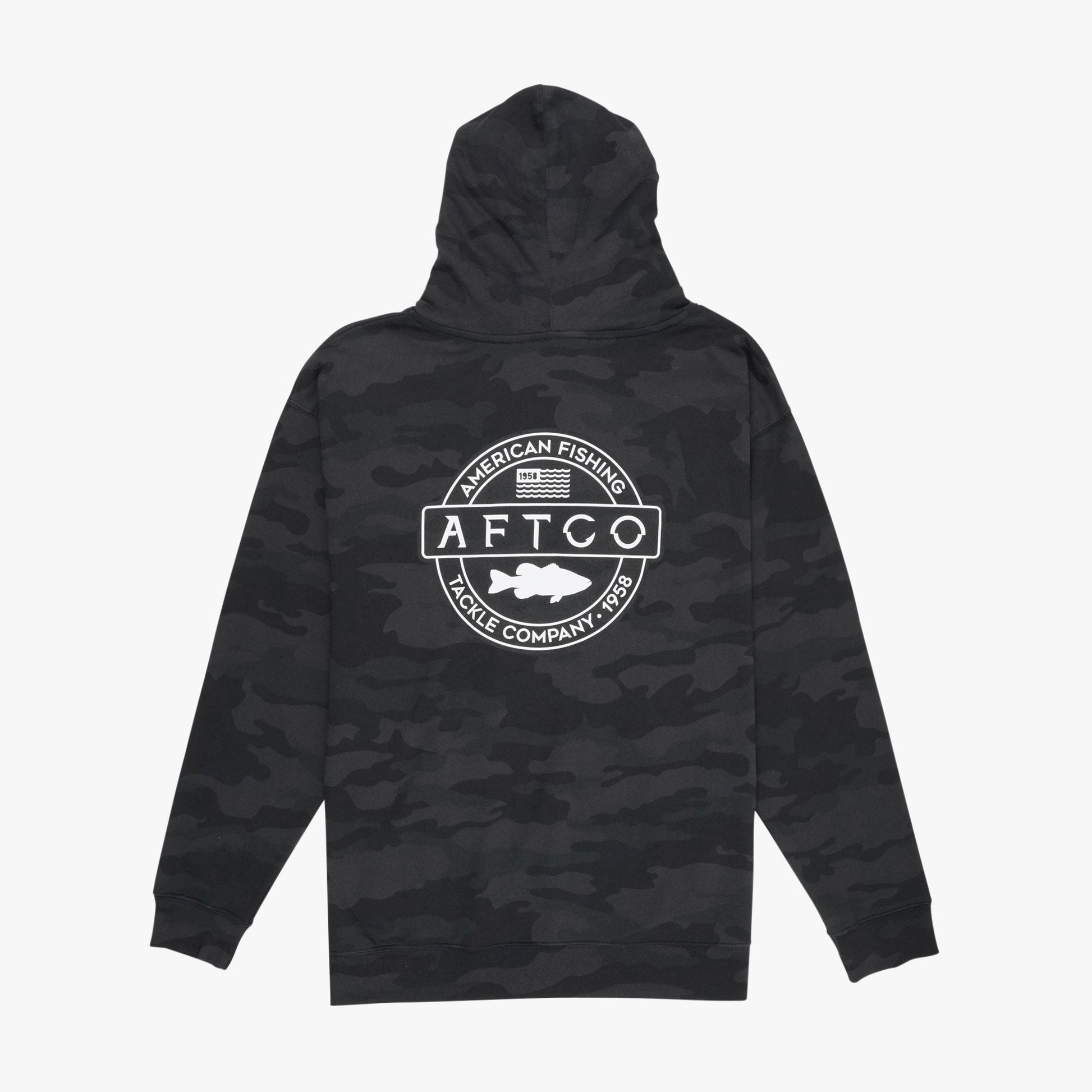 AFTCO Bass Patch Pullover Hoodie Black Camo