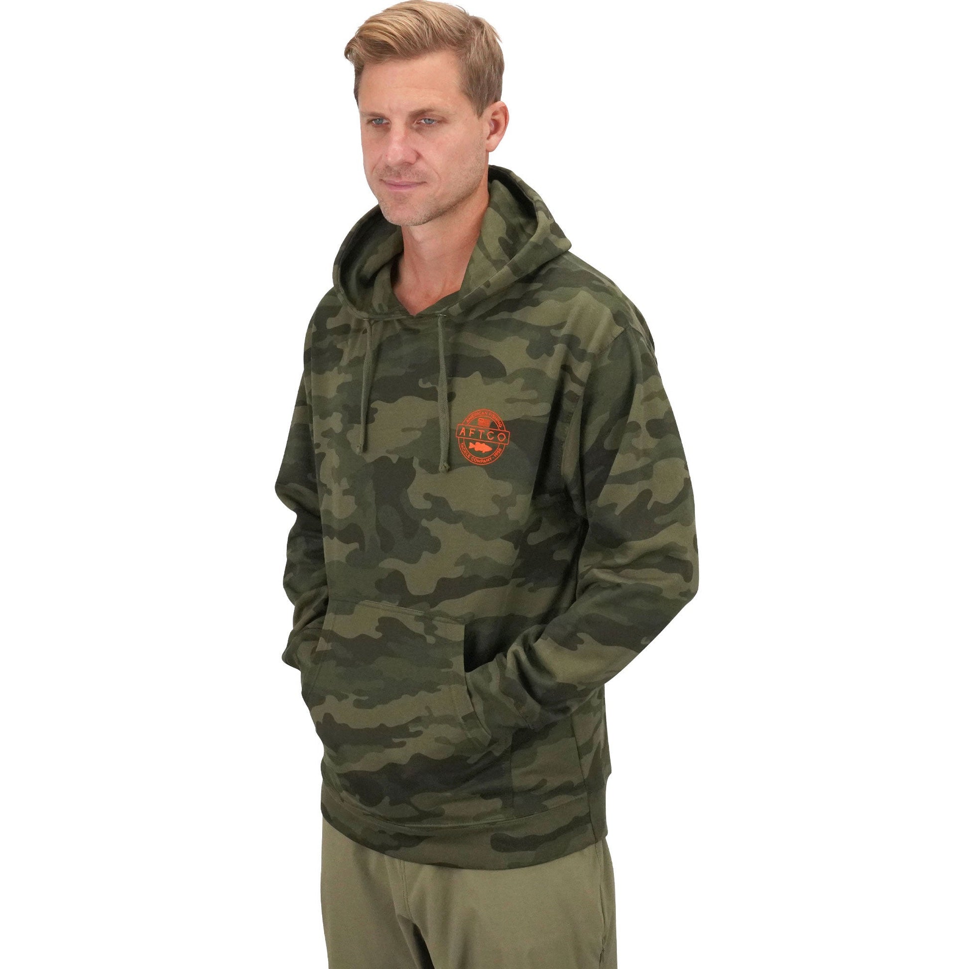 AFTCO Bass Patch Pullover Hoodie Black Camo