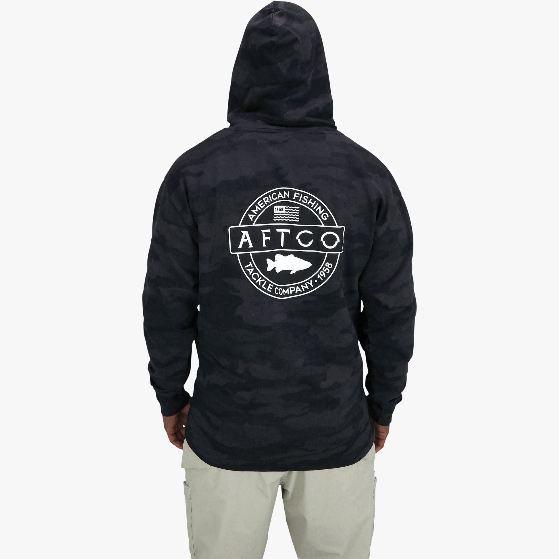 AFTCO Bass Patch Pullover Hoodie Black Camo