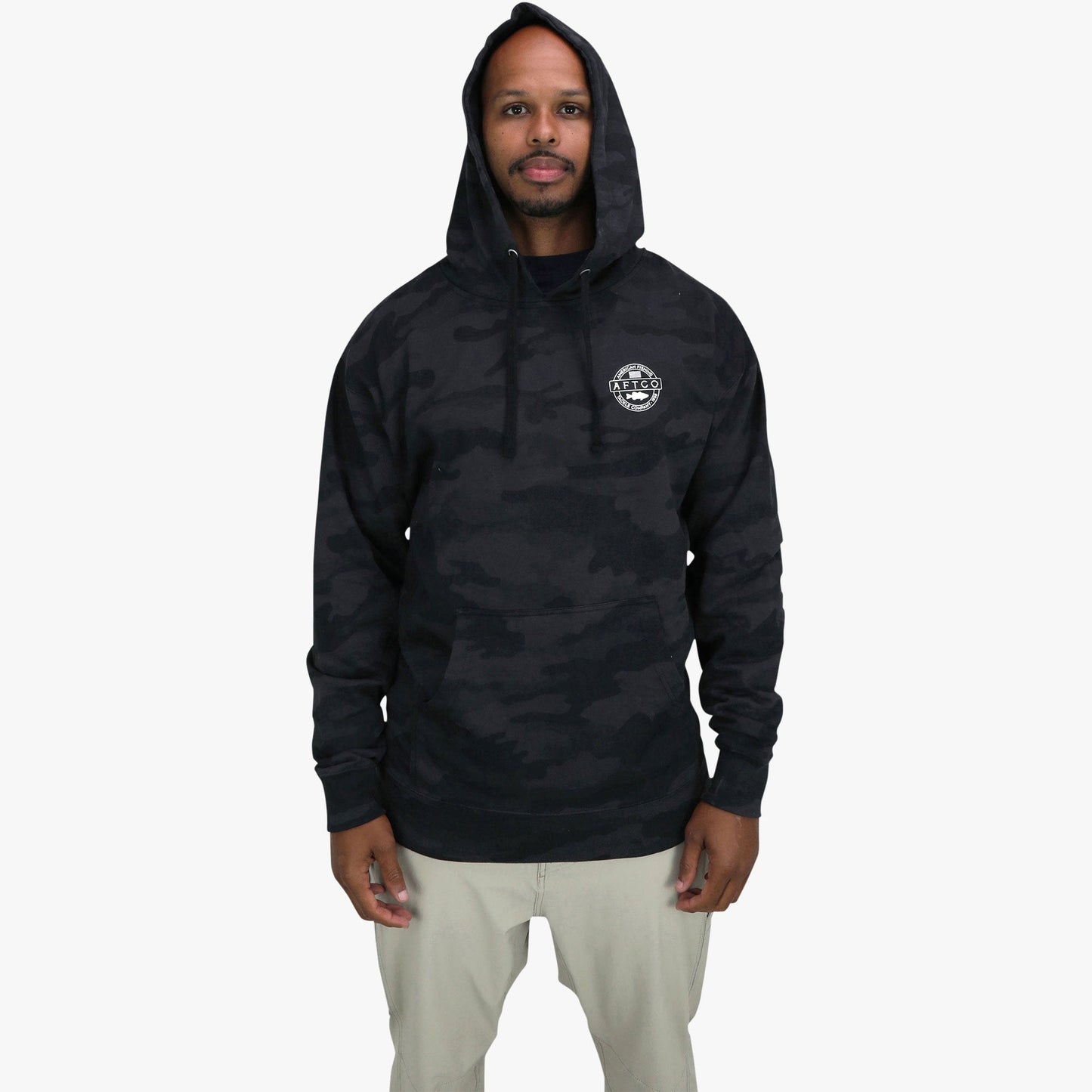 AFTCO Bass Patch Pullover Hoodie Black Camo