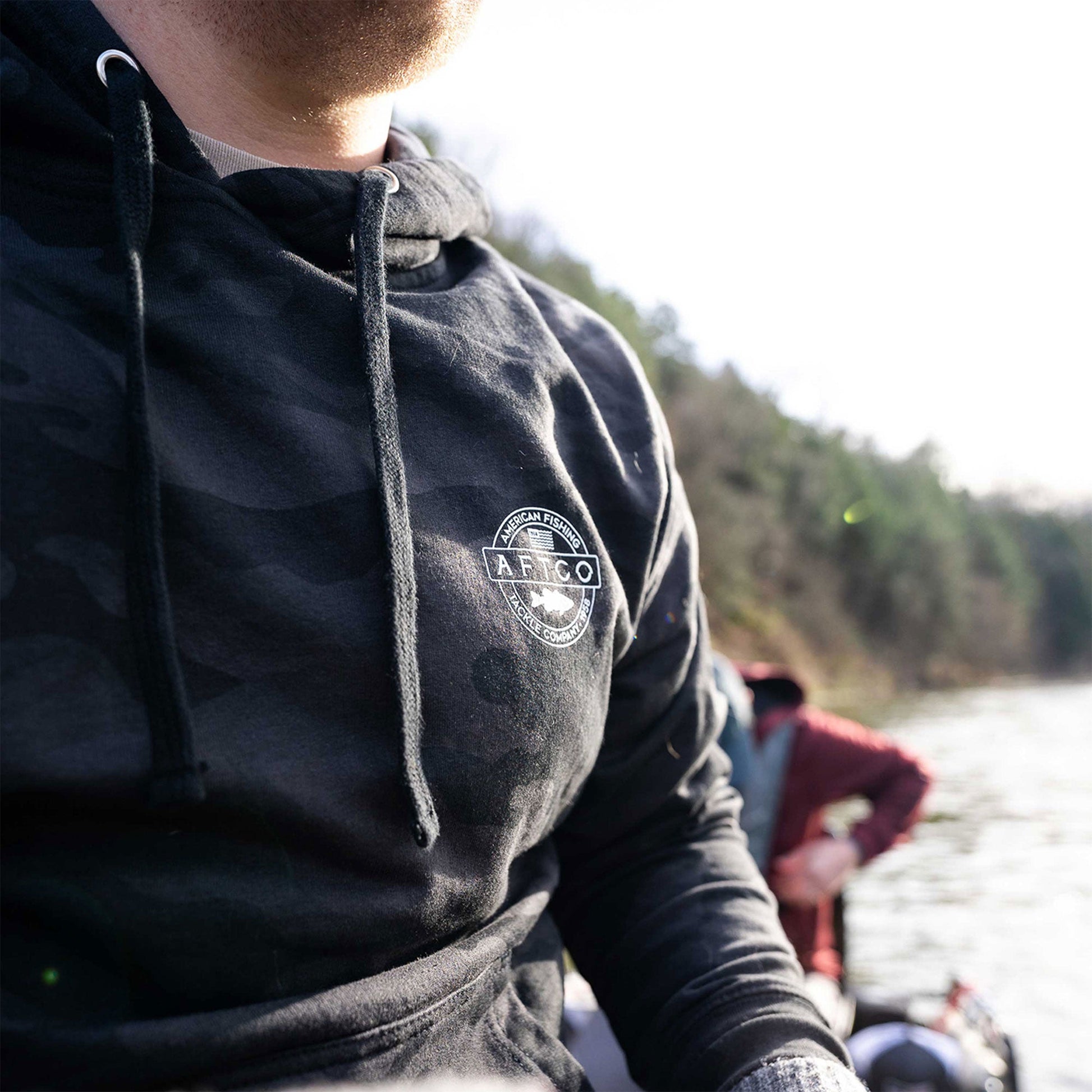 AFTCO Bass Patch Pullover Hoodie Black Camo