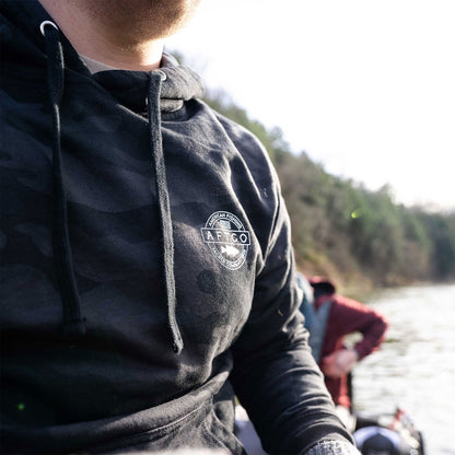 AFTCO Bass Patch Pullover Hoodie Black Camo