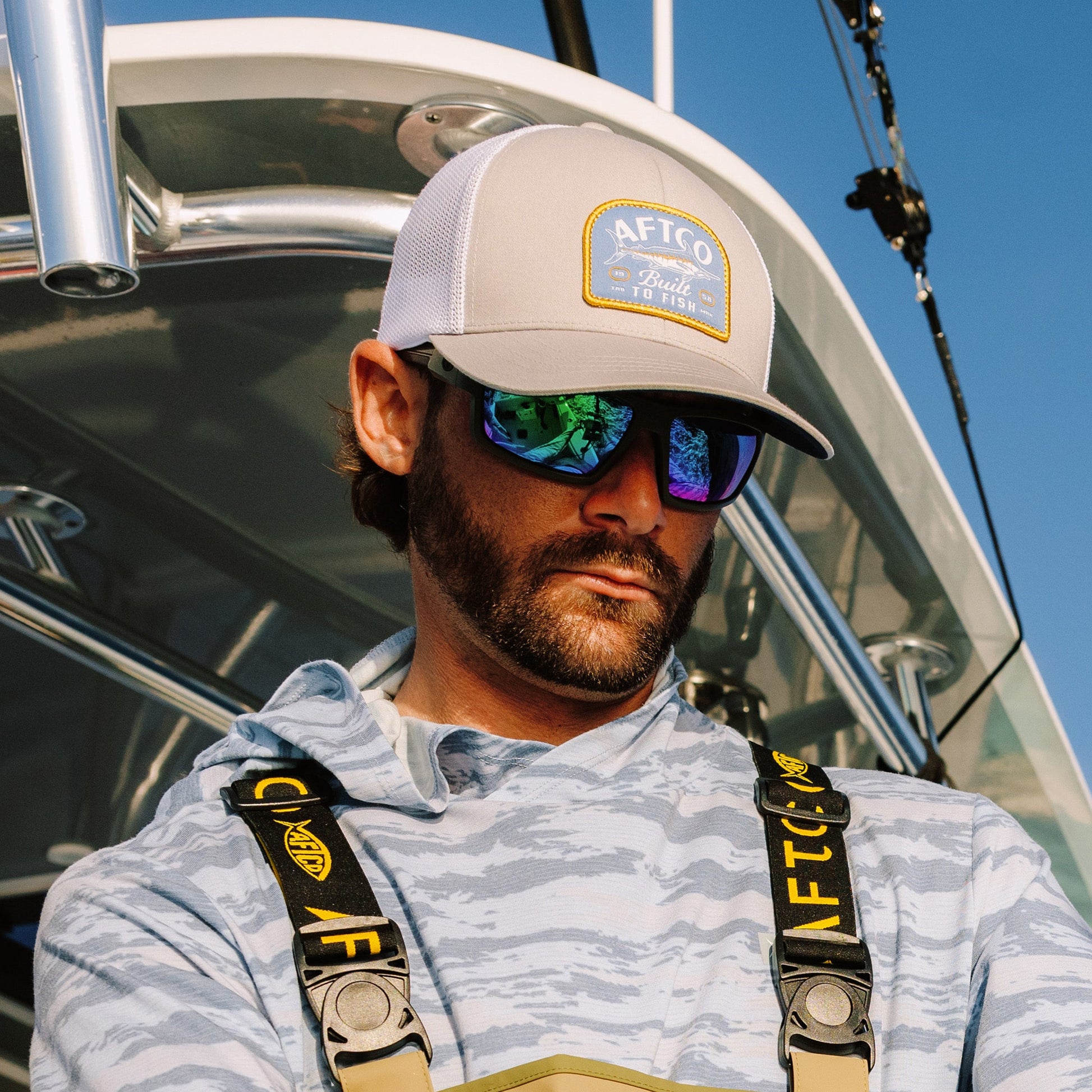 AFTCO Trilogy Fishing Trucker Hat Silver